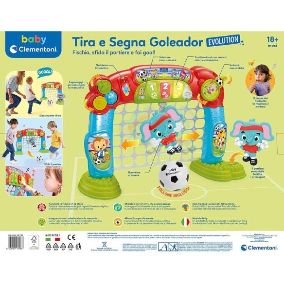 Clementoni - Tira e Segna Goleador porta calcio per bambini