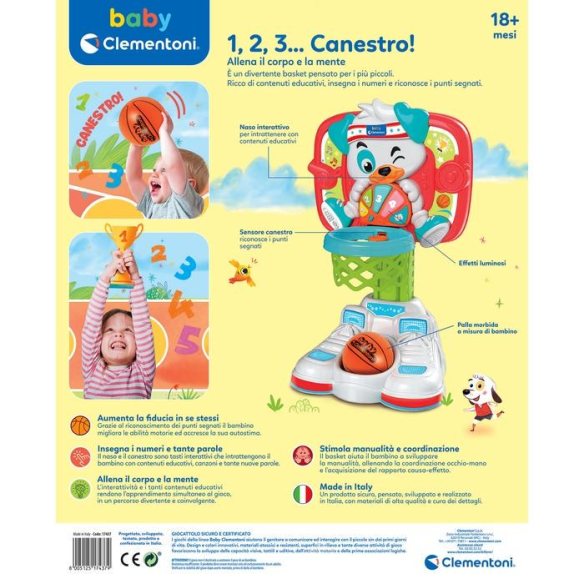 Clementoni - 1,2,3...Canestro! gioco imitazione basket per bambini prezzo basso