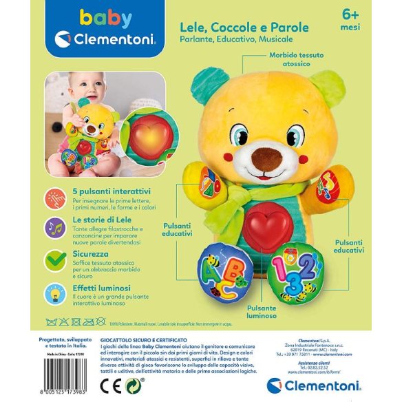 Clementoni - Lele Coccole e Parole orsetto peluche parlante per bambini prezzi bassi