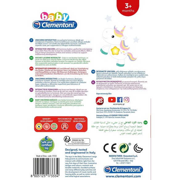 Clementoni - Magic Unicorn Light & Melodies sonaglio elettronico luci e suoni per neonati prezzi bassi
