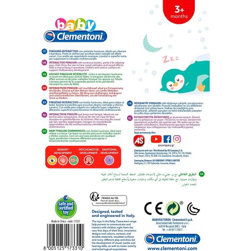 Clementoni - Sweet Pinguin Light & Melodies sonaglio luci e suoni per neonati prezzi bassi