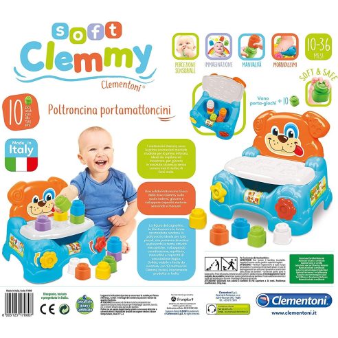 Clementoni - Poltroncina Portamattoncini gioco costruzioni morbide per bambini prezzi bassi