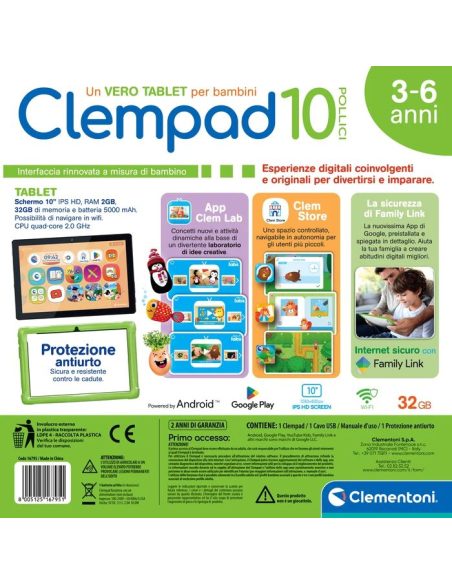 Clementoni - Clempad 10" dai 3-6anni