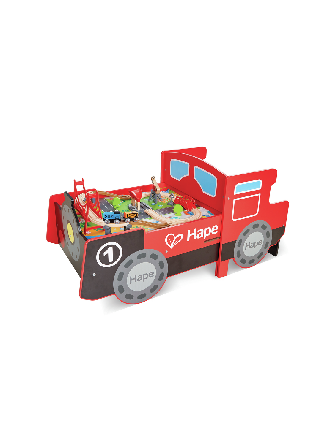 Hape Grande tavolo treno con cabina richiudibile di legno per bambini