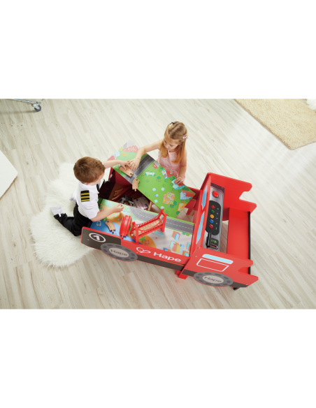 Hape Grande tavolo treno con cabina richiudibile di legno per bambini