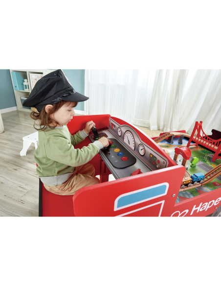 Hape Grande tavolo treno con cabina richiudibile di legno per bambini