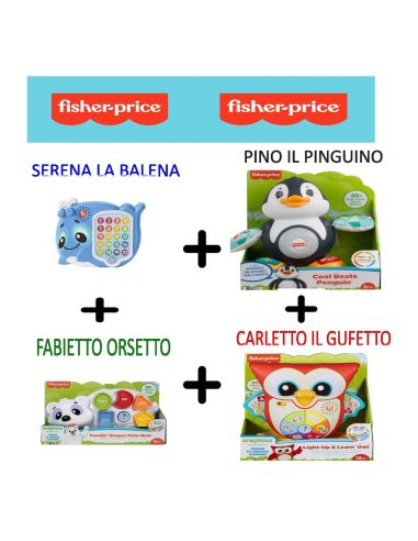 Fisher Price - Parlamici - Pino Pinguino +  Carletto Gufetto + Fabiett