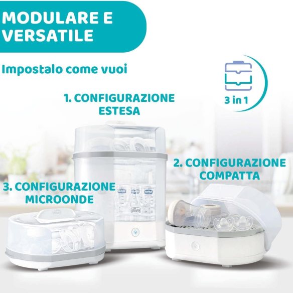 Chicco - Sterilizzatore a vapore biberon tettarelle tiralatte succhietti