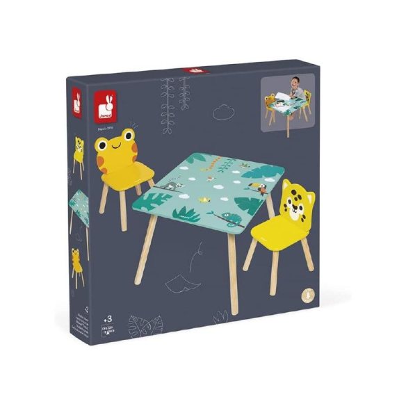Janod - Tropik - Set Tavolo e 2 sedie in legno da bambini prezzo basso