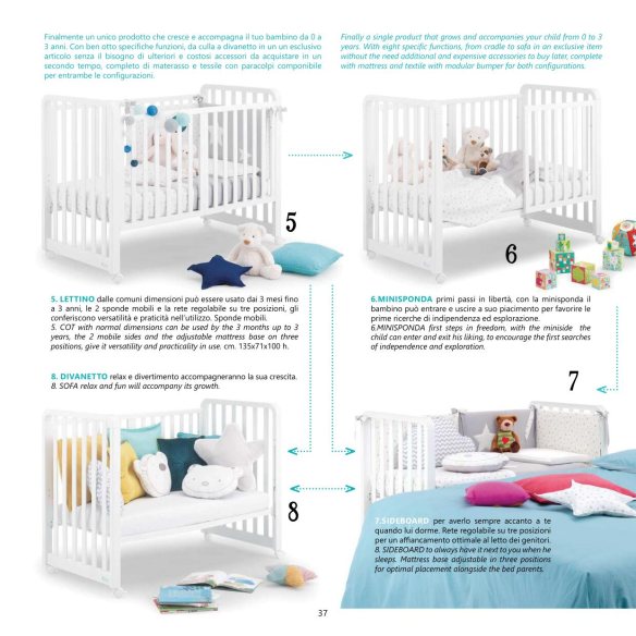 Azzurra design - Glam 1x8 - culla trasformabile in lettino